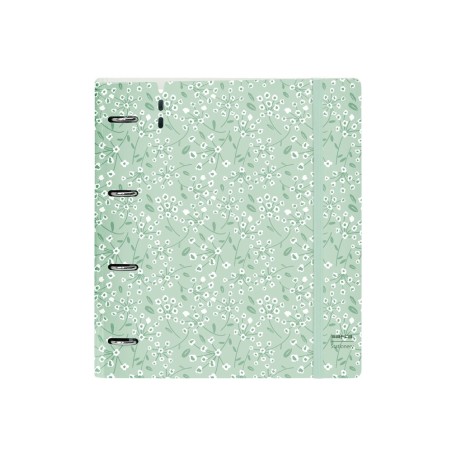 Carpeta con recambio safta din a4 cuadro 5 mm polipropileno foam 4 anillas 35mm estampados floral verde