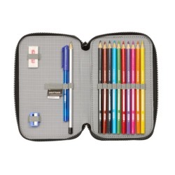 Plumier escolar safta doble cremallera 28 piezas paul frank 40x125x195 mm