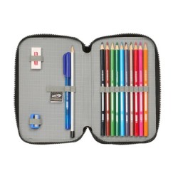 Plumier escolar safta doble cremallera 28 piezas nerf get ready 40x125x195 mm