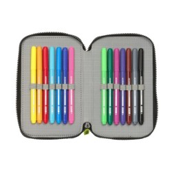Plumier escolar safta doble cremallera 28 piezas nerf get ready 40x125x195 mm