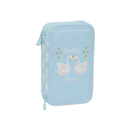 Plumier escolar safta doble cremallera 28 piezas glowlab cisnes 40x125x195 mm
