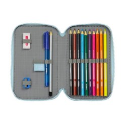 Plumier escolar safta doble cremallera 28 piezas glowlab cisnes 40x125x195 mm