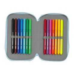 Plumier escolar safta doble cremallera 28 piezas glowlab cisnes 40x125x195 mm