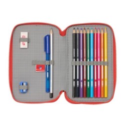 Plumier escolar safta doble cremallera 28 piezas atletico de madrid 40x125x195 mm