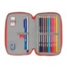 Plumier escolar safta doble cremallera 28 piezas atletico de madrid 40x125x195 mm
