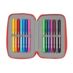Plumier escolar safta doble cremallera 28 piezas atletico de madrid 40x125x195 mm