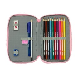 Plumier escolar safta doble cremallera 28 piezas glowlab kids sweet home 40x125x195 mm