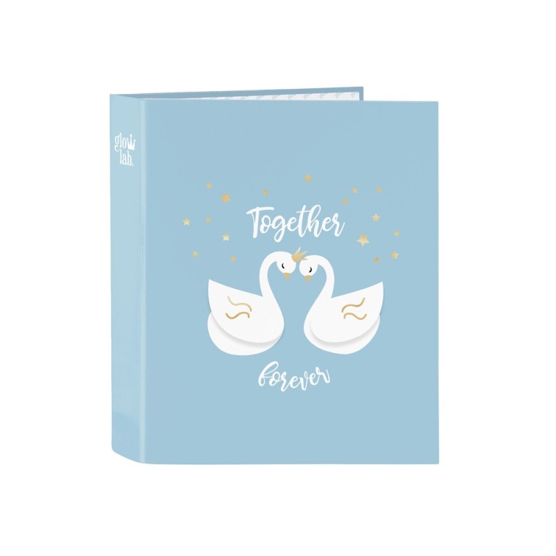 Carpeta safta carton folio 4 anillas lomo ancho glowlab cisnes 60x270x300 mm