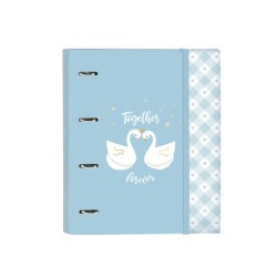 Carpeta con recambio safta din a4 tapa forrada 100 h 60 gr cuadro 5 mm con goma y 5 separadores glowlab cisnes