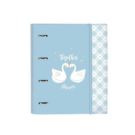 Carpeta con recambio safta din a4 tapa forrada 100 h 60 gr cuadro 5 mm con goma y 5 separadores glowlab cisnes