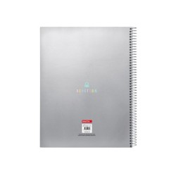Cuaderno espiral safta microperforado din a4 tapa forrada 120 hojas cuadro 5 mm 60 gr benetton silver