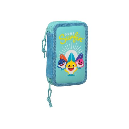Plumier escolar safta doble pequeño 28 piezas baby shark surfing 40x125x195 mm