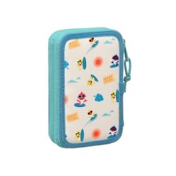 Plumier escolar safta doble pequeño 28 piezas baby shark surfing 40x125x195 mm