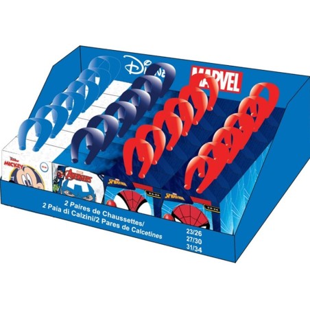 Calcetines safta disney/marvel expositor de 24 cajas de 2 pares tallas surtidas