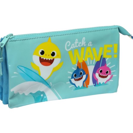 Bolso escolar portatodo safta triple baby shark surfing 30x220x120 mm