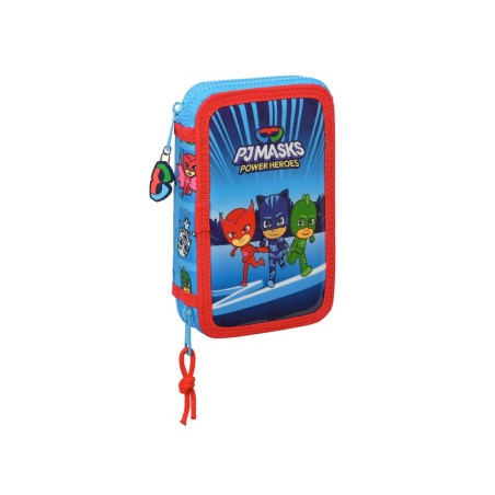 Plumier escolar safta doble pequeño 28 piezas pjmask 195x125x40 mm