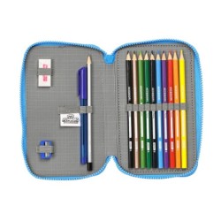 Plumier escolar safta doble pequeño 28 piezas pjmask 195x125x40 mm