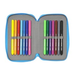 Plumier escolar safta doble pequeño 28 piezas pjmask 195x125x40 mm