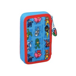 Plumier escolar safta doble pequeño 28 piezas pjmask 195x125x40 mm