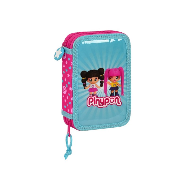 Plumier escolar safta doble pequeño 28 piezas pin y pon 195x125x40 mm