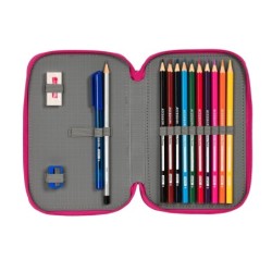 Plumier escolar safta doble pequeño 28 piezas pin y pon 195x125x40 mm