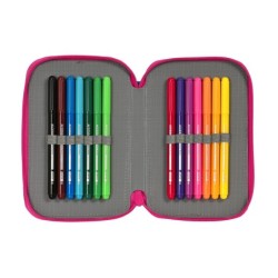 Plumier escolar safta doble pequeño 28 piezas pin y pon 195x125x40 mm