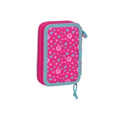 Plumier escolar safta doble pequeño 28 piezas pin y pon 195x125x40 mm