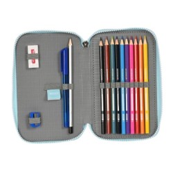 Plumier escolar safta doble pequeño 28 piezas moos garden 195x125x40 mm
