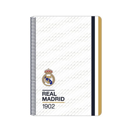 Cuaderno espiral safta folio 80 h 60 gr cuadro 4 mm tapa extradura real madrid 1 equipacion 23/24