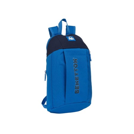 Mochila safta mini con cremallera vertical benetton deep water 390x220x100 mm