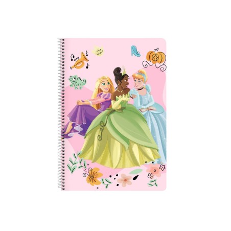 Cuaderno espiral safta folio 80 h 60 gr cuadro 4 mm tapa extradura princesas disney magical