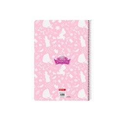Cuaderno espiral safta folio 80 h 60 gr cuadro 4 mm tapa extradura princesas disney magical