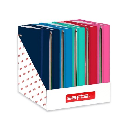 Carpeta 4 anillas 35 mm safta din a4 tapa forrada recambio 100 h cuadro 5 mm stationery expositor 10 unidades surtidas
