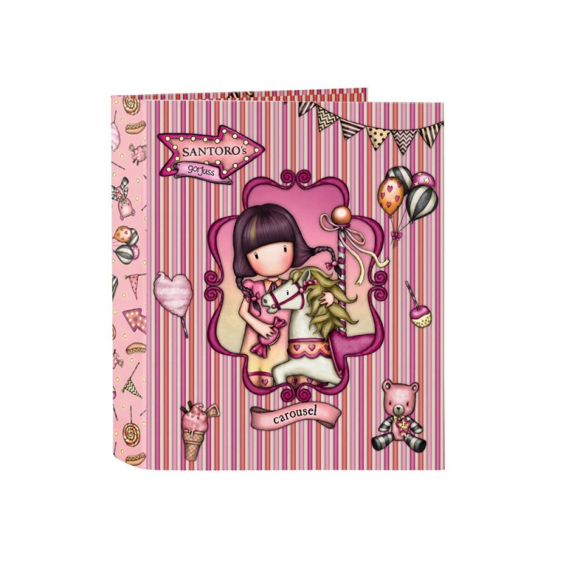 Carpeta carton folio 4 anillas safta lomo ancho gorjuss fairground 270x60x330 mm