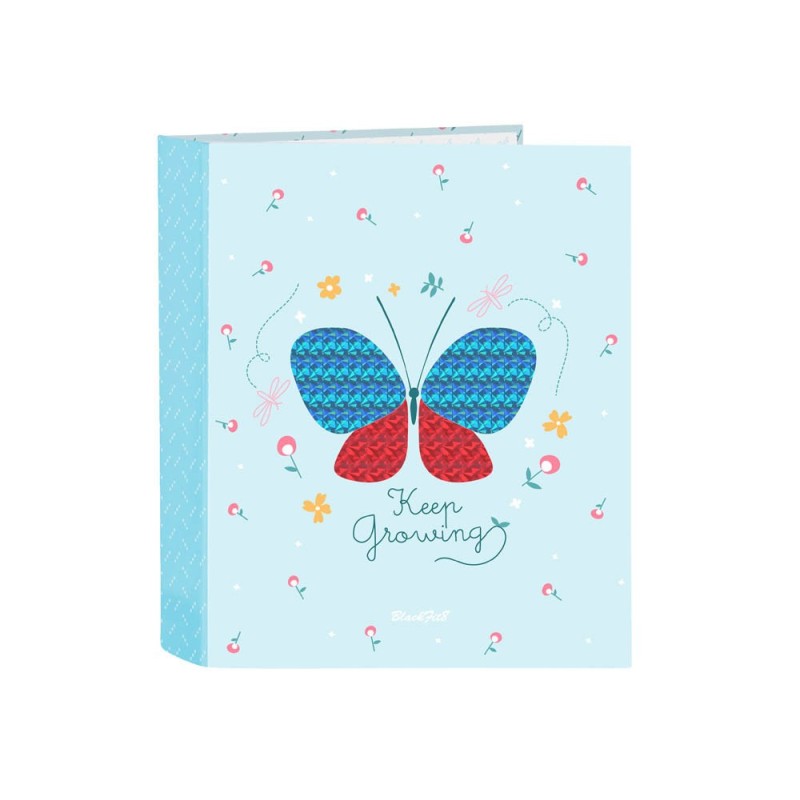 Carpeta carton folio 4 anillas safta lomo ancho blackfit8 mariposa 270x60x330 mm