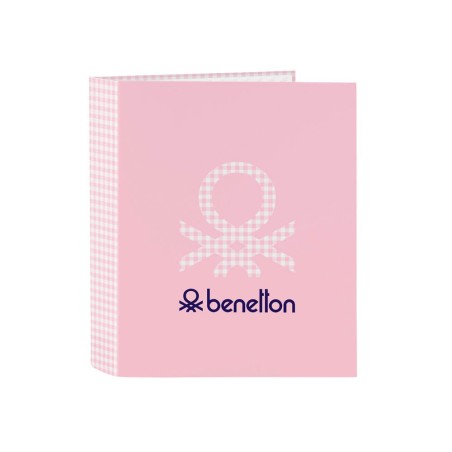 Carpeta carton folio 4 anillas safta lomo ancho benetton vichy 270x60x330 mm