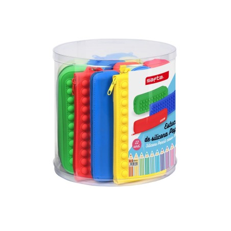 Bolso escolar safta portatodo silicona pop it expositor de 16 unidades 227x227x230 mm