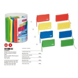 Bolso escolar safta portatodo plano silicona pop it expositor de 12 unidades 170x210 mm