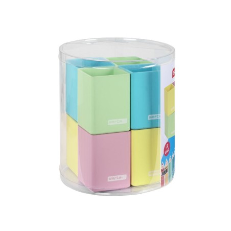 Bolso escolar safta portatodo cuadrado silicona cubilete expositor de 8 unidades 195x230 mm