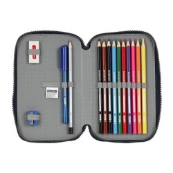 Plumier escolar safta doble cremallera 28 piezas 125x40x195 mm f.c. barcelona corporativa