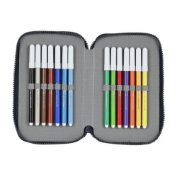 Plumier escolar safta doble cremallera 28 piezas 125x40x195 mm f.c. barcelona corporativa