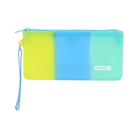Bolso escolar safta portatodo tricolor plano silicona 210x20x105 mm