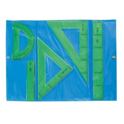 Juego escuadra cartabon regla safta verde