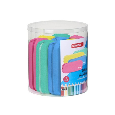 Bolso escolar safta portatodo cuadrado silicona glitter set de 8 unidades surtidas 270x230 mm