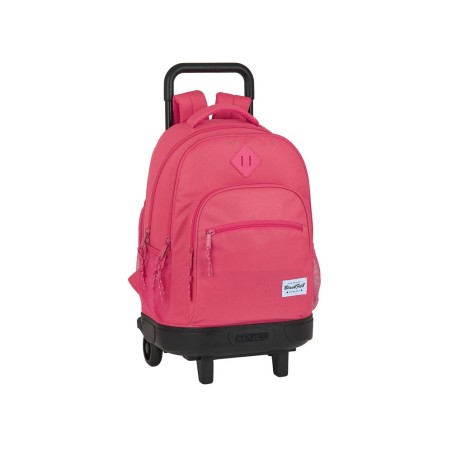 Cartera escolar safta con carro blackfit8 \fresa\ mochila grande c/ ruedas compact extraible