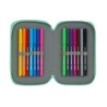 Plumier escolar safta blackfit8 \turquesa\ doble cremallera 28 piezas 125x40x195 mm