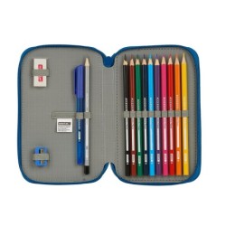 Plumier escolar safta blackfit8 \oxford\ doble cremallera 28 piezas 125x40x195 mm