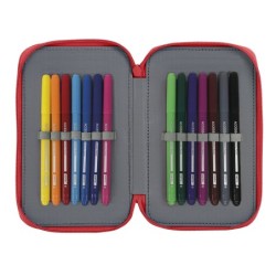 Plumier escolar safta sporting de gijon doble cremallera 28 piezas 125x40x195 mm
