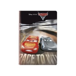 Cuaderno espiral safta folio 80 h 60 gr cuadro 4 mm tapa extradura cars 3