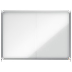 Vitrina de anuncios nobo premium plus con puerta corredera fondo magnetico 18 x din a4 hojas 997x1412x54 mm